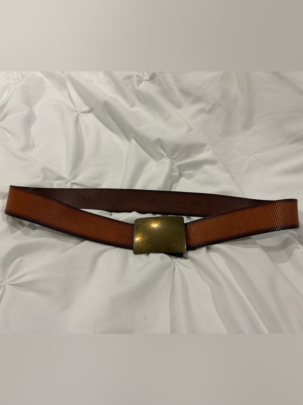 Lauren Ralph Lauren Brown Leather Belt – Vintage Western Brass Buckle